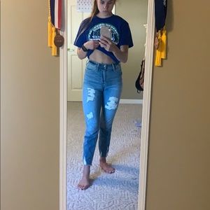 Hollister Ultra High Rise Distressed Mom Jeans